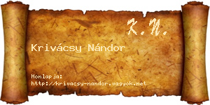 Krivácsy Nándor névjegykártya
